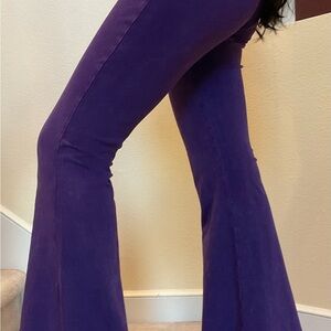 Chatoyant Pants - Bell Bottom Pants With Elastic Waist - Grape